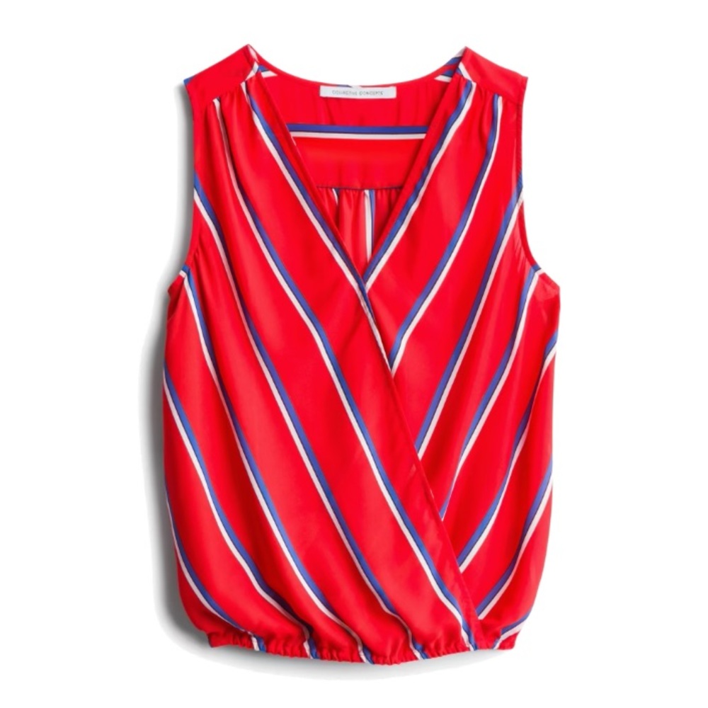 Red v-neck blouse - like new!